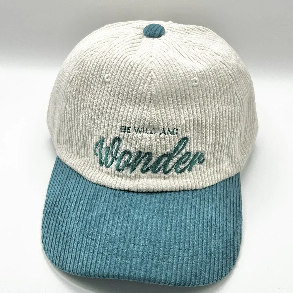 Be Wild And Wonder Corduroy 2-Tone Hat Cap Adjustable Strapback Beige Outdoors